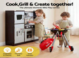Keezi Kids Kitchen Playset BBQ Grill Toy with Wooden Pretend Play Set 80cm PLAY-WOOD-BBQ-MODERN-BK