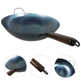 Heavy Duty Round Bottom Iron Wok with Wooden Handle - Stir Fry Pan for Daily Cooking and Kitchen Use V1370-AZ4-14111
