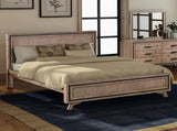 4 Pieces Bedroom Suite Queen Size Silver Brush in Acacia Wood Construction Bed, Bedside Table & V43-BDS-SSH-4PC-TBY-Q