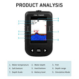 Portable Fish Finder Water Depth Temperature Fishfinder with Wire Sonar Sensor Transducer for V1192-AZ-W-17858