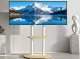 40-75 Inches Heavy Duty Mobile TV Floor Stand with Wooden Shelf, Height Adjustable Rolling TV Mount V767-U-Z1968-WT