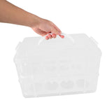 White Dual Layer Portable Cake Carrier with Handle, Clear Dessert Storage Case for Easy Transport V1366-AZ2-W-20287