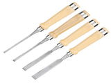 4pcs/set Wood Carving Chisel Flat Blade DIY Woodworking Hand Tool Chrome Vanadium Steel V1294-YM0901-3114200099211