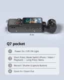 Handheld Pocket Camera 2.5K UHD, 180&deg Rotating Lens, Fill Light, 2000mAh Battery, No App Needed, V1107-CS-BXSSXJH