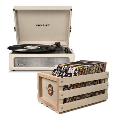 Crosley Voyager Dune - Bluetooth Portable Turntable & Record Storage Crate V398-CR8017BSC-DU4