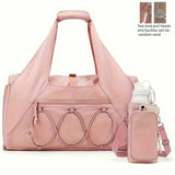 Pink High-Capacity Gym Duffel Set with Bonus Bottle Phone Pouch, Separate Shoe Compartment & V888-ELOSUNG45620