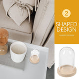 10 Sets Clear Display Dome Wooden Base Bell Jar Cloche Diy Mini Display Dome With Wood Base V1366-AZ2-W-18427