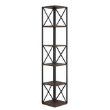 Sarantino Nora 5-Tier Corner Bookshelf - Walnut Black RCK-145-03-WLB