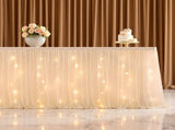 6ft Table With Lights, Pearl Chiffon LED Lighted Tableing, 72" x 30.7" Ruffle Tutu Table V1192-AZ-W-18430