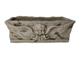 Aged Rectangular Planter w Angel 37cm V637-49482PLN