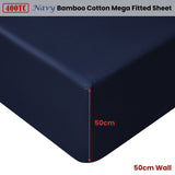 Accessorize Navy Bamboo Cotton Mega Fitted Sheet 50cm Wall Queen V442-HIN-FITTEDS-BAMBOOCOTTON50CM-NAVY-QS