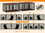 Fin 4 Doors Ultra Thicken Dog Crate Cage End Table Divided Dog Puppy Kennel For 2 Dog V767-P-XL1198-BK-V1