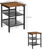 Industrial Set of 2 Bedside Tables with Adjustable Mesh Shelves Rustic Brown and Black V178-11604