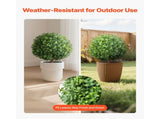 Artificial Topiary Boxwood Trees with Ground Spike, 2 Set 559mm Faux Shrubs & Bushes Potted Plants, V952-DDMJCRGXJHYMH3FA0001V0