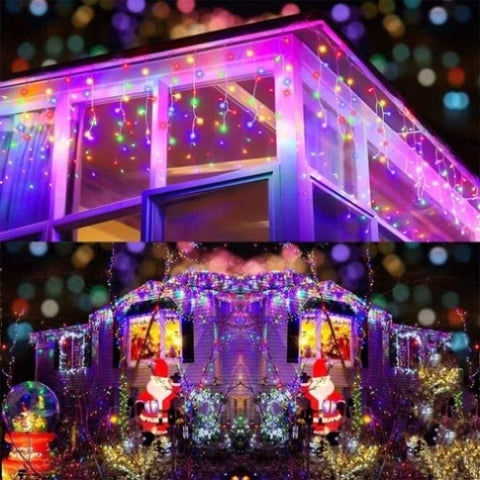 500 Solar LED Icicle Fairy Lights 8 Function Memory Hold Christmas Decoration Multicolor V915-XU0257