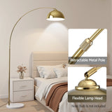 Artiss Modern Arched Floor Lamp Gold Brass Standing Heavy-Duty Marble Base for Living Room Bedroom LAMP-FLOOR-ARC-GD