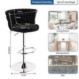 SERENIT Modern Silver Swivel Upholstered Velvet Adjustable Height Counter Stool with Metal Frame V255-GP2217R-BLACK
