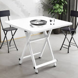 SOGA 2X White Dining Table Portable Square Surface Space Saving Folding Desk with Lacquered Legs TABLESQ731X2