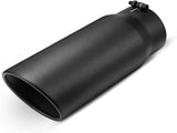 5" to 6" Diesel Exhaust Tip for Trucks, Universal Bolt-On, Black Powder Coated Stainless Steel, 15" V1258-DP02-C-3116