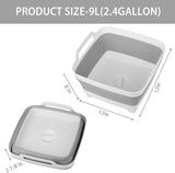 9 L Collapsible Dishpan with Drain Plug and Carry Handles, Foldable Wash Basin for Dishes, Cleaning, V1189-LC-AMZ-00075