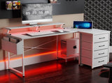 Levede L Shaped Gaming Desk with Storage Drawers White DH1072-WH-AU