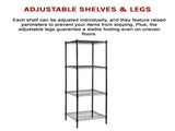 Modular Wire Storage 60x60cm Steel Shelving Black With Fixed Legs For Garage Warehouse Or Kitchen V63-841231