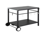Weisshorn BBQ Camp Party Table, Garden Backyard Outdoor Cart Stainless Steel Prep Table Mobile XFEL-TABLE-2SHE-BK