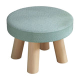 Round Wooden Foot Stool with Padded Seat - Solid Wood Stool for Footrest, Small Side Table, or Extra V1366-AZ2-W-19788