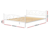 Artiss Bed Frame Queen Size Metal Bed Frame GROA MBED-C-GROA-Q-WH-AB