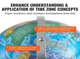Rotating World Globe with Stand, 330.2 mm, Educational Geographic Globe with Precise Time Zone ABS V952-DQYJJLBFG13Y9FFDEV0