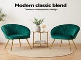Artiss Armchair Velvet Green Eloise UPHO-C-ARM-5107-GR