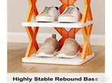 6-Tier Foldable White/Orange Shoe Rack, space-saving vertical design for entry halls, living rooms, V1102-KZDXJ003