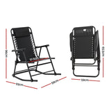 Gardeon Outdoor Rocking Chair Folding Reclining Recliner Patio Furniture Garden ODF-ROCK-TXL-BK