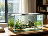 Magnetic Aquarium Hood Cover with Easy Feeding Port and Anti-Jump Mesh for Fish V1192-AZ-W-28462