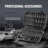 1/4" Drive Impact Socket Set, 55 Piece Deep & Shallow Socket Set SAE 5/32"-9/16" and Metric 4-15mm, V952-CJTTZJ1CRV551UAHSV0