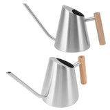 Watering Can with Long Spout Rustproof Stainless Steel Watering Pot with Wooden Handle for Garden V1294-YM0703-3111230098013