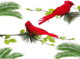 10PCS Red Cardinal Birds Clip on Pine Branche -Christmas Realistic Feathered Birds with Clip for V1369-AZ3-W-12423