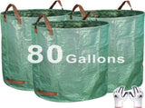 3-Pack 80 Gallon Yard Waste Bags, Reusable Heavy Duty Collapsible Garden Leaf Bags with Plastic V1258-DP02-C-244
