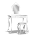 Keezi Kids Dressing Table Stool Set Vanity Mirror Princess Children Makeup White FURNI-G-054-KDT-WH