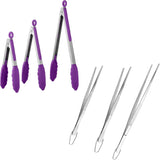 600F Heat Resistant 7/9/12 inches Silicone Cooking Tongs with Non Stick Rubber Tips and V1258-DP02-C-378