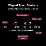 EuroChef 90cm 5 Zone Ceramic Cooktop, 8900W Electric, FlexiZone Adjustable Size Hobs, Touch Controls V219-COKCCTEC951A