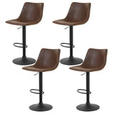 Artiss 4x Bar Stools Vintage Leather Swivel Gas Lift Brown BA-K-0224-BRX4