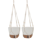 2 Pack 10 Inch Self Watering Hanging Planter Plastic Wood Hanging Flower Pot Basket with Drainage V1294-YM0901-3111250073311