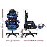 Artiss Gaming Office Chair 12 RGB LED Massage Computer Work Seat Footrest Blue MOC-L-GC-8P-LED-BL