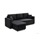 Multifunctional Sofa Bed Fabric Upholstery Chaise Section Comfy Cushions Armrests V43-SOF-SWK-BL