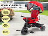 Veebee Explorer 3-Stage Kids Trike with Canopy - Red T0090