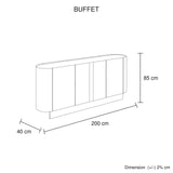 Buffet MDF Melamine Interior Storage In Dark Walnut colour V43-BFT-VNS