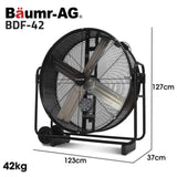 BAUMR-AG 42" 1067mm 660W Industrial Mobile Floor Drum Fan, Belt Drive, Tilting, Large, Commercial, V219-SPCAIRBM42DA