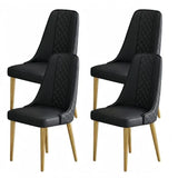 VELLUTO Golden Frame Mid Century Modern Dining Chair Faux Leather Side Chair Upholstered Dining V255-VE-926H-BLK