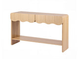 Artiss 2-Drawer Console Table, Scalloped Entryway Table with Safe Rounded Corners, 100 x 31 x 80 cm FUR-Z-CST-04-WD